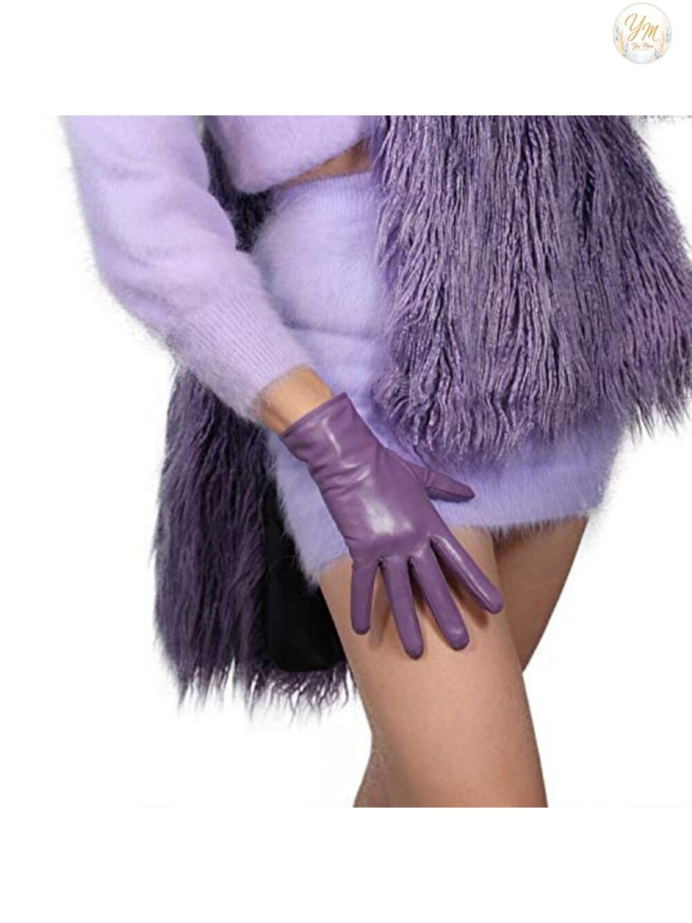 Real Goatskin Leather Gloves Wrist Short Velvet Lined Winter Driving